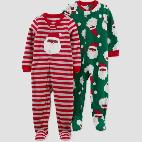 Carter's Just One You&reg; Toddler Striped Santa Fleece Footed Pajama Set image {3}