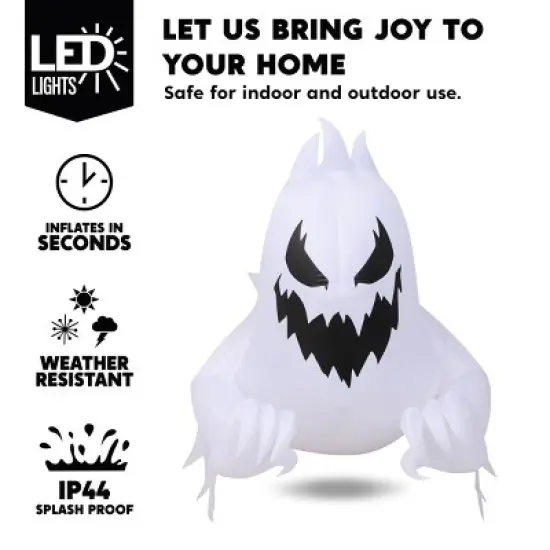 Joyfy 4.5 FT Tall Halloween Inflatable Outdoor Decoration, Inflatable Scary Ghost with Rotating LED for Halloween Window Yard Lawn Outdoor Decoration image {2}