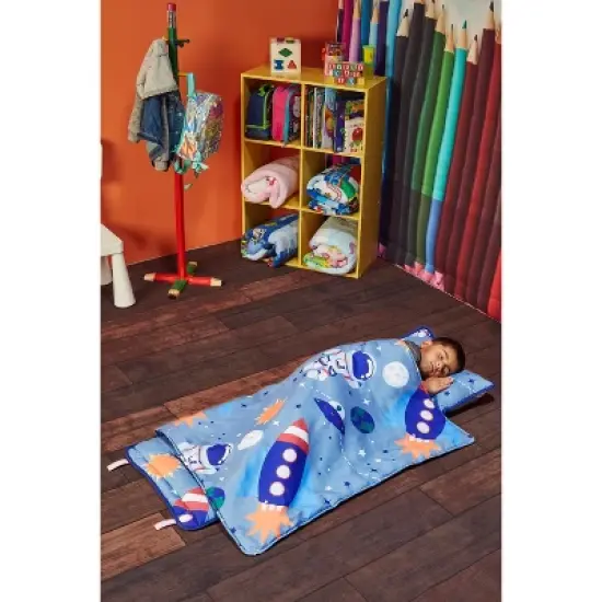 Everyday Kids Outer Space Nap Mat with Removable Pillow &ndash; Soft, Roll-Up Design with Handle and Straps &ndash; Perfect for Kids Ages 3&ndash;6, Travel & Daycare image {1}