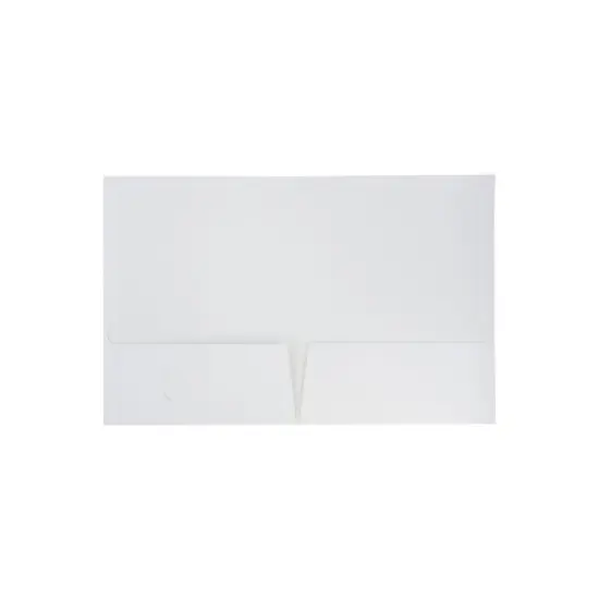 JAM Paper Laminated Glossy 2 Pocket Presentation Folders White 100/Box 385GWHB image {1}