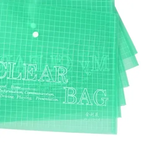 PiccoCasa Soft Plastic Press Studs Closure Square Print File Bag Green 6 Pcs image {4}