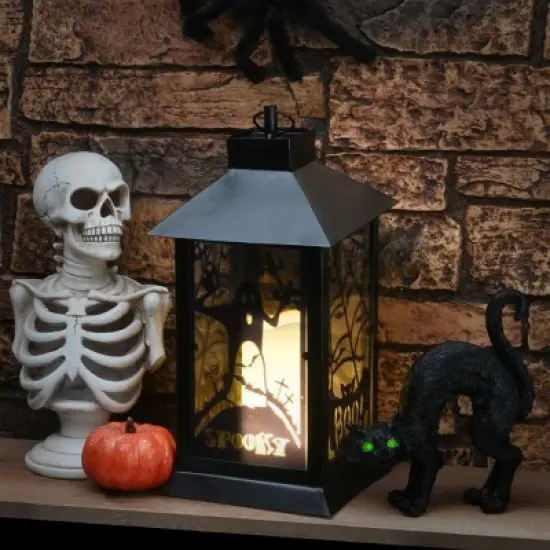 16" Black Halloween Ghost Lantern image {1}