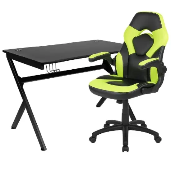 Flash Furniture Gaming Desk and Racing Chair Set with Cup Holder, Headphone Hook & 2 Wire Management Holes image {12}