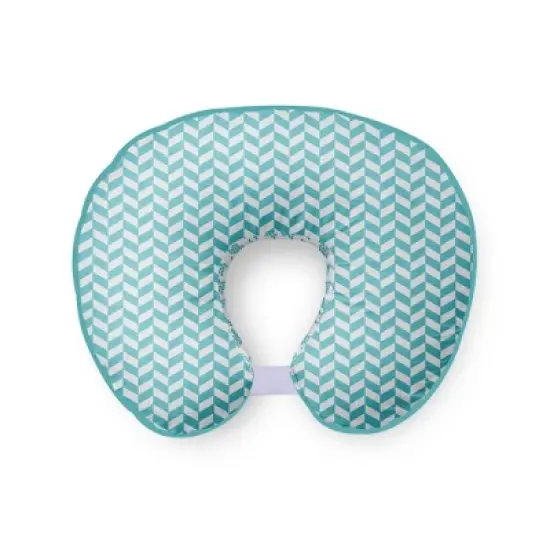 Bacati - 3 pc Houndstooth/Herringbone Aqua Muslin Hugster Feeding & Infant Support Nursing Pillow with 2 removable zippered covers  image {2}
