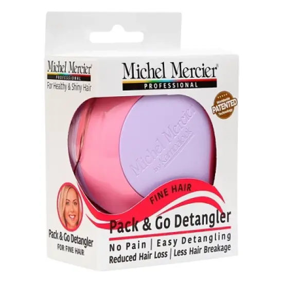 Michel Mercier Pack and Go Detangler - Unisex Detangling Hair Brush - Mini Portable Travel Size, Compact Brush - Fine Hair - Purple-Pink - 1 pc image {3}