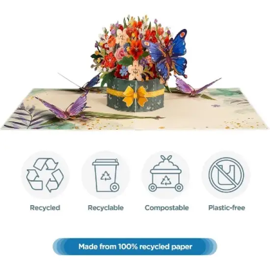 Frndly by Paper Love, Flower and Butterflies 3D Pop Up Card, For All Occasion - Handcrafted 100% Recycled and Eco-Friendly, 8" x 6" Cover image {6}