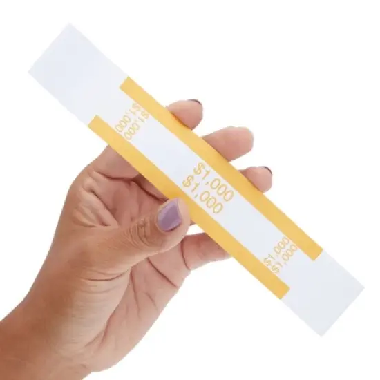 Paper Junkie 300-Pack Money Bands for Cash, Self-Adhesive Assorted Labels 1000, 2000, 5000, Bill Wrappers 3 ABA Standard Colors image {3}