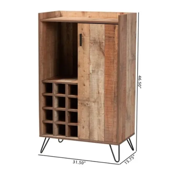 Mathis Wood and Wine Cabinet Brown/Gold - Baxton Studio image {9}