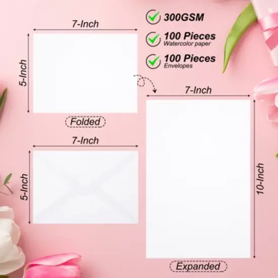 Unique Bargains Pure Cotton Watercolor Cards with Envelopes image {1}