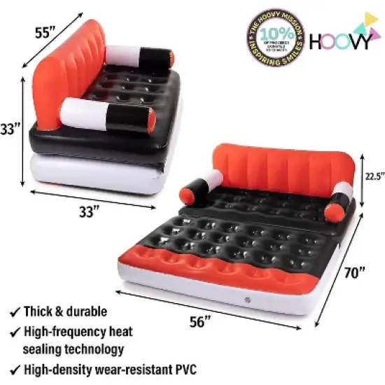 Suntan Pool | Luxury Pool Float | Inflatable Poolside Couch | 2 in 1 Pool Float with Foldable Couch | Doubles as an Air Bed | Portable Camping Couch image {6}