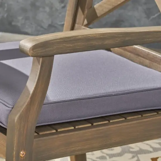 Pines 7pc Acacia Oval Wood Dining Set - Gray/Dark Gray - Christopher Knight Home image {3}