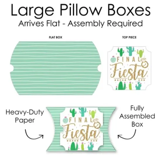Big Dot of Happiness Final Fiesta - Favor Gift Boxes - Last Fiesta Bachelorette Party Large Pillow Boxes - Set of 12 image {4}
