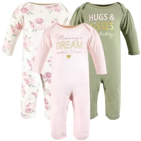 Hudson Baby Infant Girls Cotton Coveralls, Mom Dad Floral image {5}