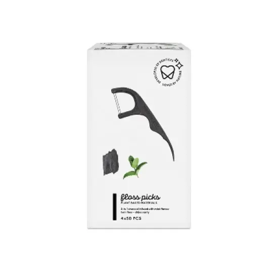 The Humble Co. Plant-Based Dental Floss Picks - Charcoal - 50ct/4pk image {3}