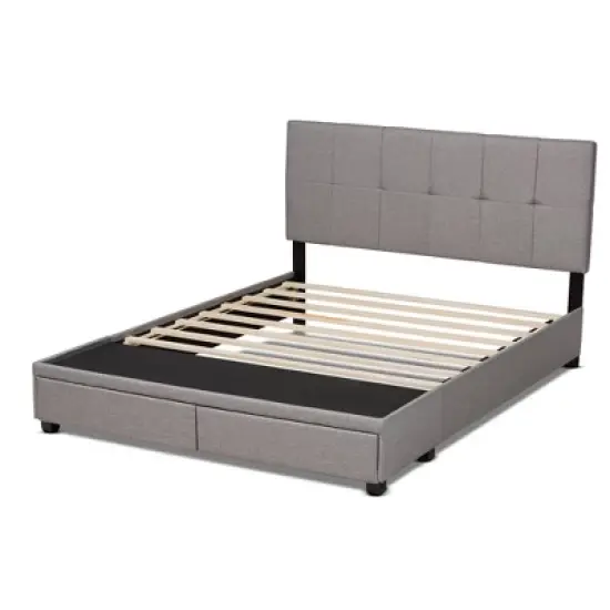 Netti Fabric Upholstered 2 Drawer Platform Storage Bed - Baxton Studio image {3}