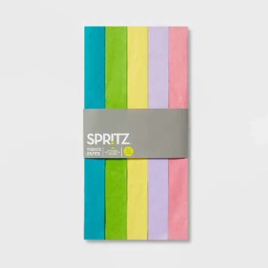 Bright Colors Banded Tissue - Spritz&trade;: Multicolor Gift Packaging for Birthday & Easter, 20 Sheets, 16.5" x 24" image {2}