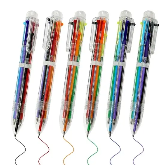 Wrapables Multi-Color 6-in-1 Retractable Ballpoint Pens for School, Office, Stationery (Set of 8), Bright image {2}