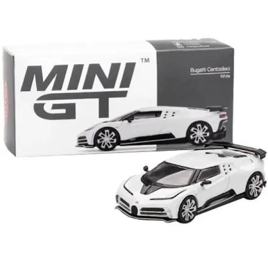 Bugatti Centodieci White with Black Accents Limited Edition 1/64 Diecast Model Car by True Scale Miniatures image {3}