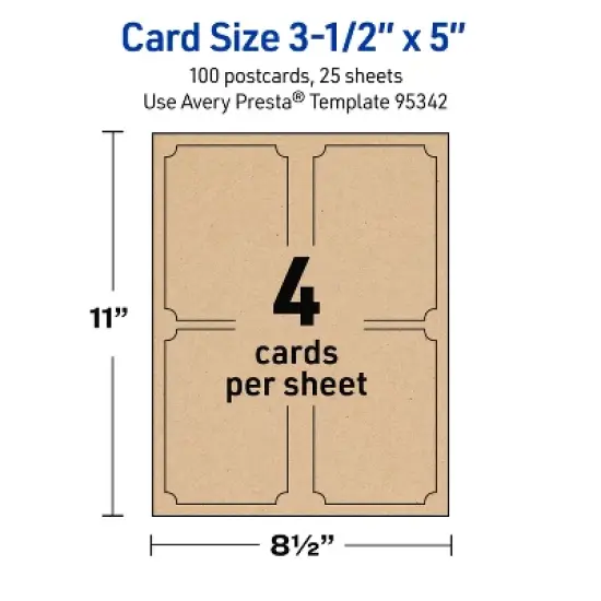 Avery Kraft Brown Postcards, 3-1/2" x 5" Rectangle Scalloped Edge image {4}