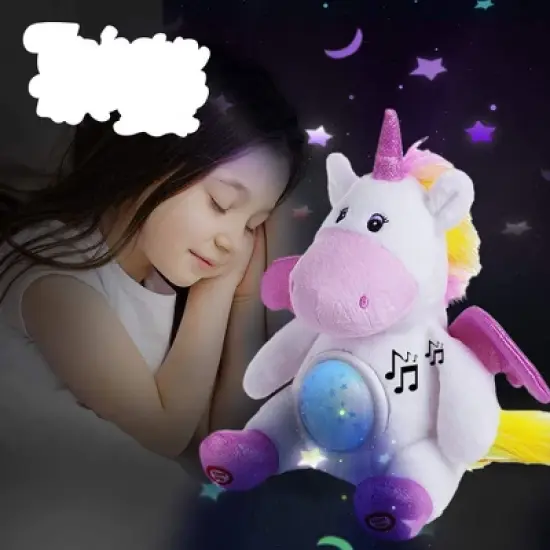 Dazmers Stuffed Unicorn Star Projector Night Light for Kids - Lullabies Sounds Sleep Aid Plush image {4}