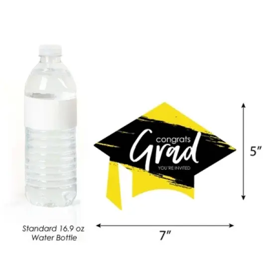 Big Dot of Happiness Yellow Graduation Party Invitations - Shaped Fill-In Invite Cards with Envelopes - Set of 12 image {3}