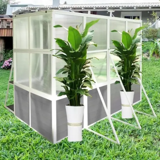 Greenhouse, Wooden Lean to Greenhouses for Outdoors, Heavy Duty Walk in Green House for Outside Winter for Sunroom Storage Shed, Garden, Backyard image {5}