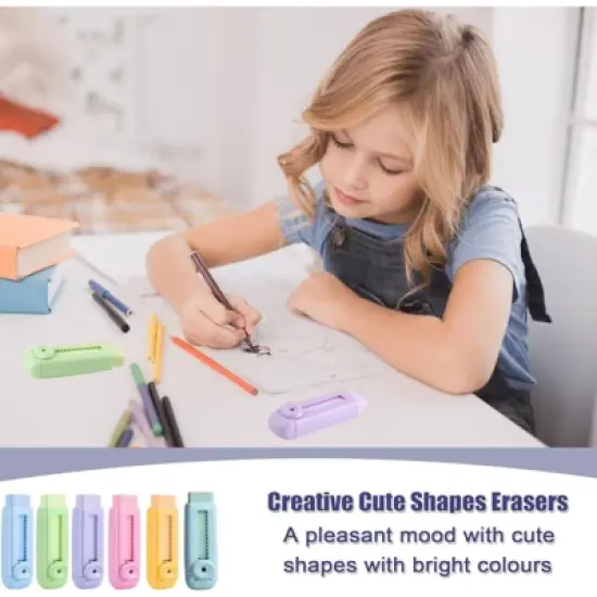 Back to School-HTUTWOO Set of 3 Sliding Retractable Pencil Eraser Cute Erasers -with Dynamic Push-Pull Design,Students School Office Home image {6}