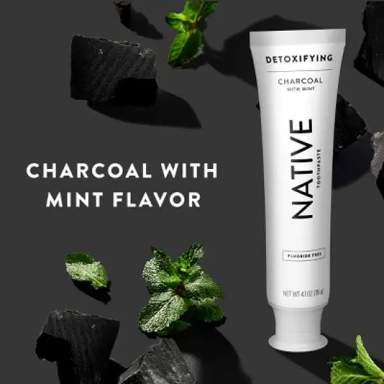 Native Premium Detoxifying Charcoal with Mint Fluoride Free Toothpaste - 4.1oz image {3}