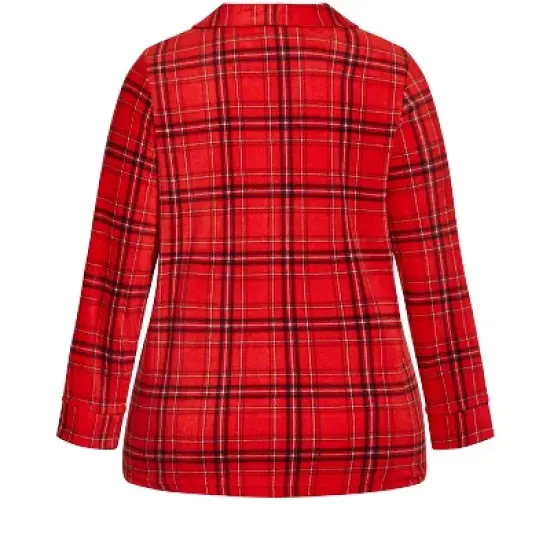 Women's Plus Size Fleece Check Sleep Top - red | AVENUE image {5}