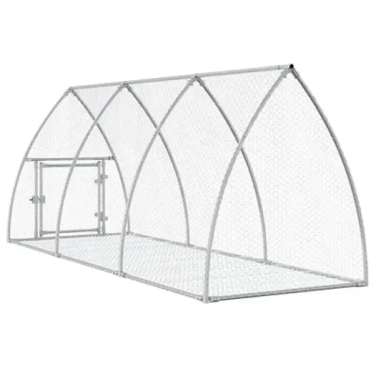 vidaXL Rabbit Hutch Bunny House Animal Enclosure Silver Galvanized Steel - 41.3" x 118.1" x 47.2" image {6}