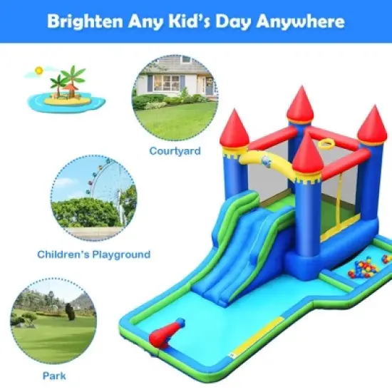 Costway Inflatable Bouncer Climbing Slide Bounce House Water Park BallPit Without Blower image {6}
