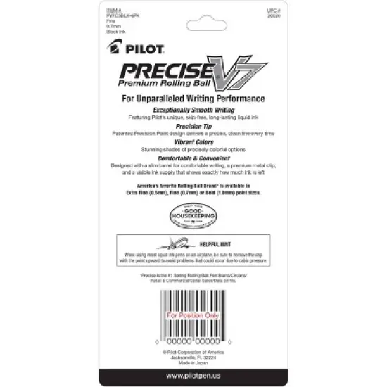 Pilot 5pk Precise V7 Fine Point 0.7mm Black Ink image {5}