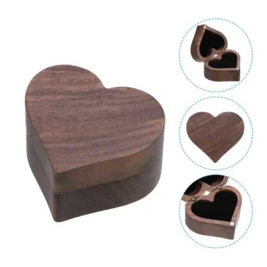 Unique Bargains Heart Shaped Wooden Ring Boxes Jewelry Storage image {2}