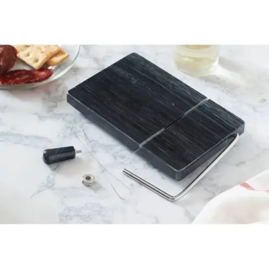 Marble Cheese Slicer Black - Fox Run: Wire Slicer for Block Cheese, Freestanding Marble Kitchen Tool, Includes 2 Blades image {6}