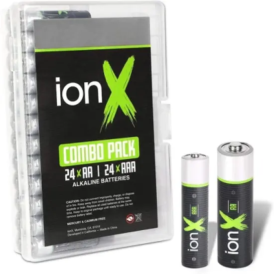 IonX Batteries - 24 AA and 24 AAA High Performance Alkaline 1.5 Volt Battery Combo Pack image {8}