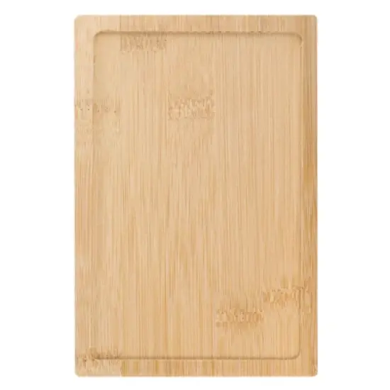 Unique Bargains Natural Bamboo Curved Edges Multi-Purpose Easy to Clean Serving Tray 7.09 x 4.72 Inch Yellow image {5}