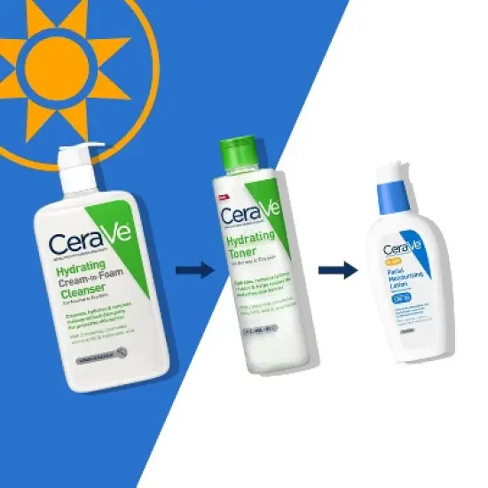 CeraVe Hydrating Cream-to-Foam Face Wash with Hyaluronic Acid for Normal to Dry Skin - 12 fl oz image {4}