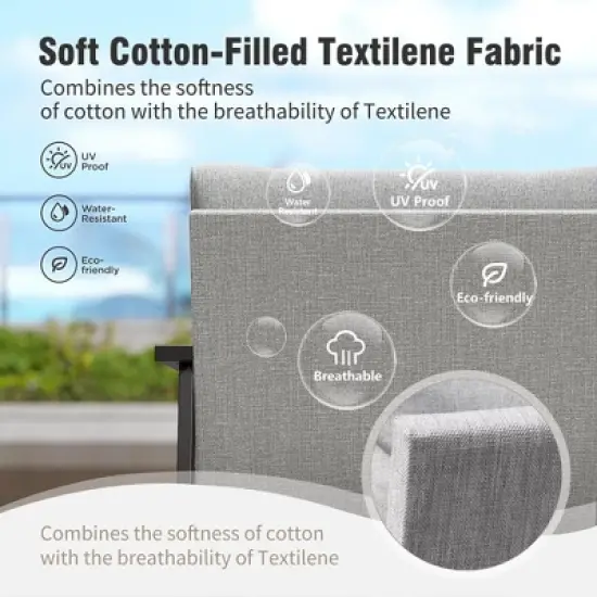 Captiva Designs Modren Outdoor Patio Metal Frame Furniture Conversation Seating Set with Coffee Table image {4}