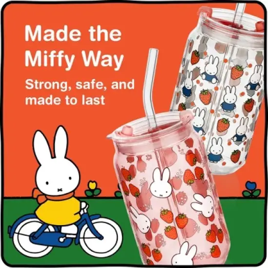 Dragon Glassware | Miffy 16 oz Strawberry Drinking Glasses Set of 2 image {3}