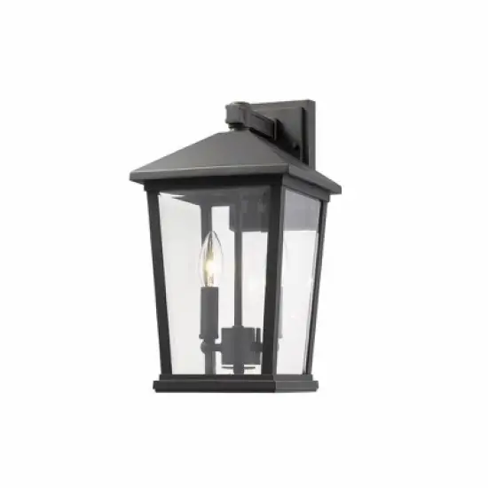 Beacon 2-Light Outdoor Wall Light - Modern Glass Fixture, Dimmable, Wet Rated, 15" Height image {4}