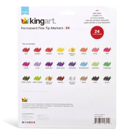 KINGART Permanent Fine Tip Markers 24 Colors image {8}