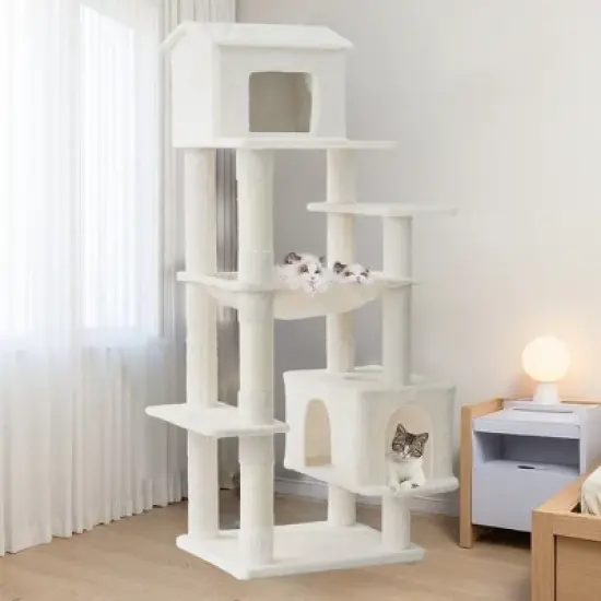 Whisen Multi-Level Cat Tree & Tower with Sisal Scratching Posts, Hammock, Dangling Toy image {7}