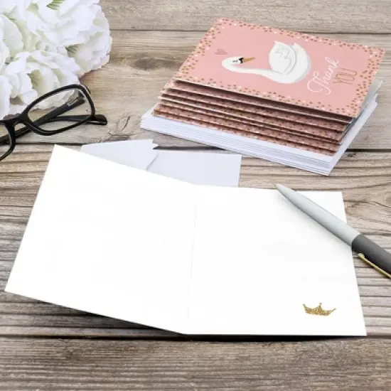 Big Dot of Happiness Swan Soiree - White Swan Baby Shower or Birthday Party Thank You Cards (8 count) image {3}