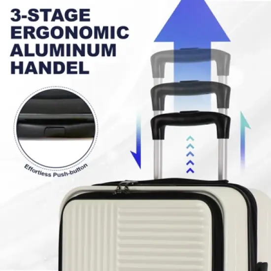 Gulches Luggage,with front opening,TSA approved lock,hardshell suitcase,White image {2}