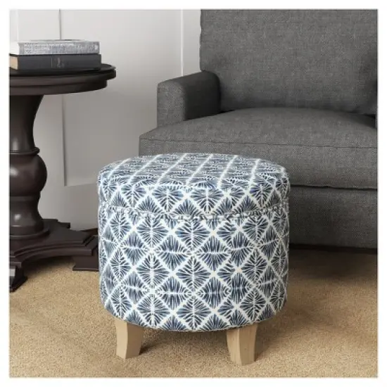 Cole Classics Round Storage Ottoman Flared Wood Leg - HomePop image {3}