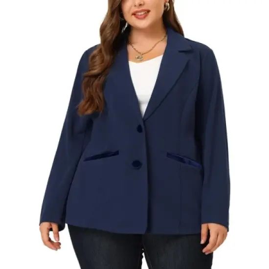 Agnes Orinda Women's Plus Size Button Down Notched Lapel Office Blazers image {5}