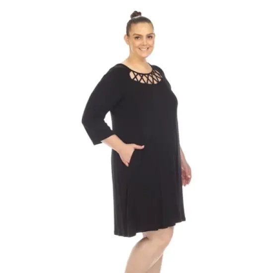 Plus Size Criss Cross Neckline Swing Dress image {1}