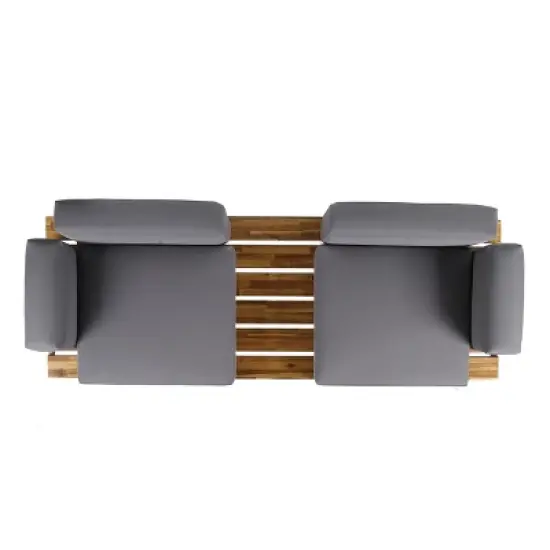 Modern Canago Outdoor Industrial Loveseat with Coffee Sofa-Christopher Knight Home image {3}