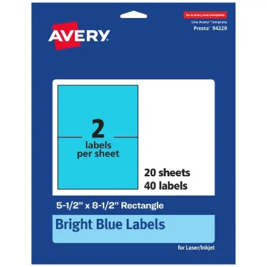 Avery Bright Blue Paper Labels, 5.5" x 8.5" Rectangle image {10}