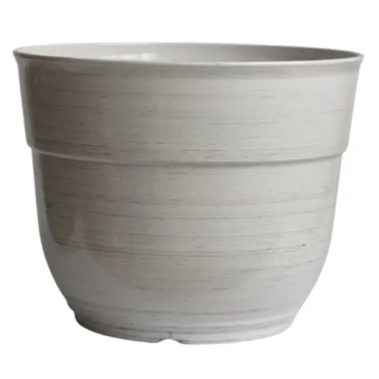 Garden Elements Indoor/Outdoor Glazed Brushed Happy Plastic Planter, Large, 15in image {11}